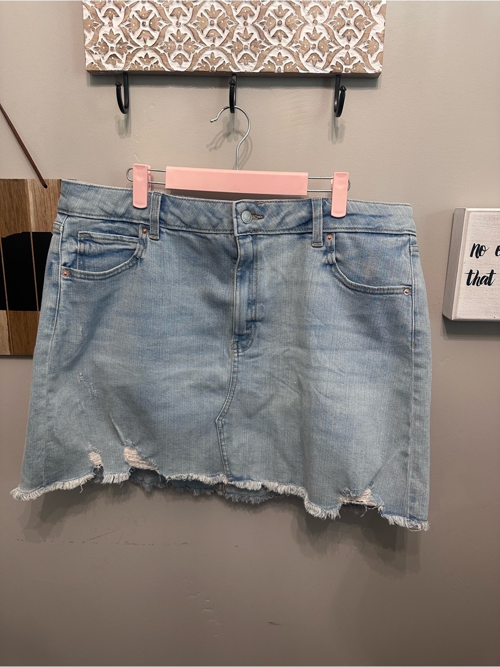 wild fable Light Blue Distressed Denim Mini Skirt